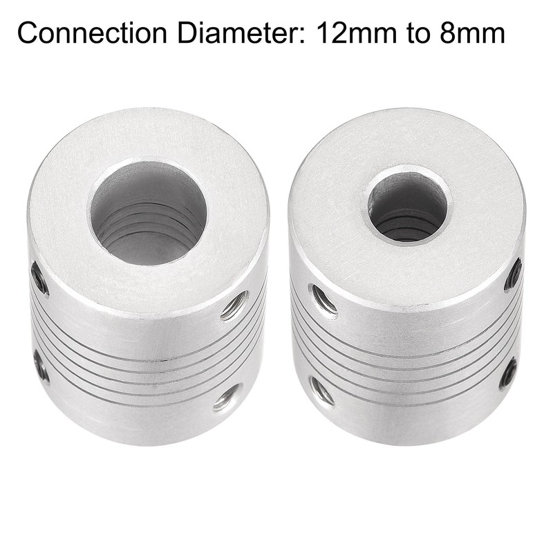 sourcing map 12mm to 8mm Aluminum Alloy Shaft Coupling Flexible