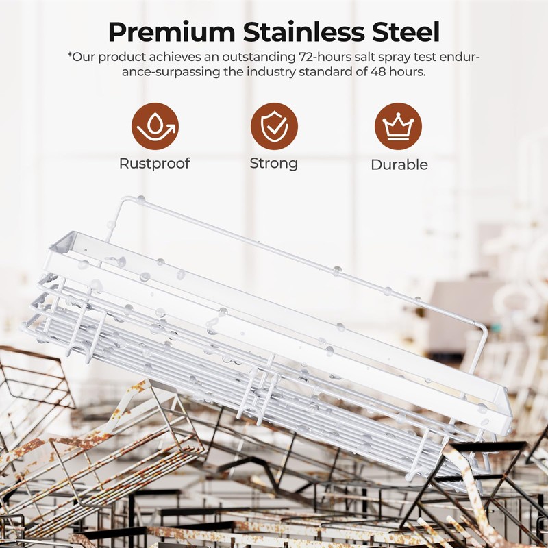Orimade Adhesive Shower Caddy Soap Dish Holder Shelf with 5