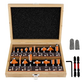 Kuzuru 0.2 inch (6 mm) Shaft Set of 20 Pieces Trimmer Bit Set, Router Bit, Trimmer Bit, Carbide Professional Router Shaft, Wood Cutting Tool, Storage Case Included