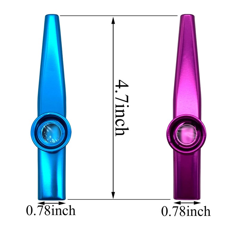 2 Packs Kazoos (Blue, Purple) with 6 Pcs Membrane Flutes