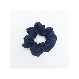 100% 22M Mulberry Silk Hair Scrunchie Hair Ties Skinny and Puffy Size (Puffy, Navy Blue)