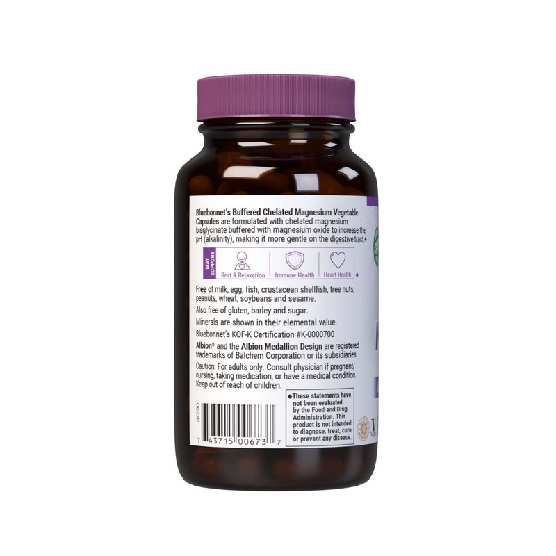Bluebonnet Nutrition Albion Buffered Chelated Magnesium 200 mg, Magnesium Oxide,