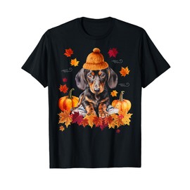 Dachshund Hello Autumn Leaf Fall For Dog Lover Men Women Girls Kids T-Shirt