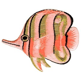 Fish Salmon Pink Gold Sew On Sew On Sew On Patch Iron-On Patch For Clothes Embroidered Iron-On Patch Applique Patch Size 7.5 x 6.3 cm