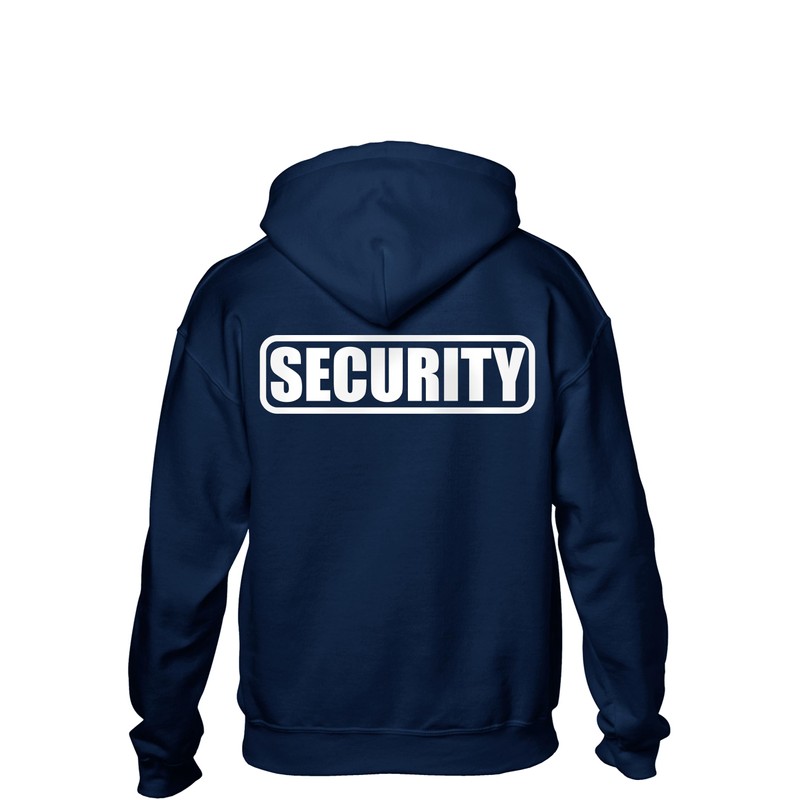 Security Hoody in Navy with White/Reflective Logo Both Front and
