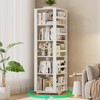 Homykic Rotating Bookshelf, Bamboo 360 Display Spinning Bookcase Tower, 5-Tier
