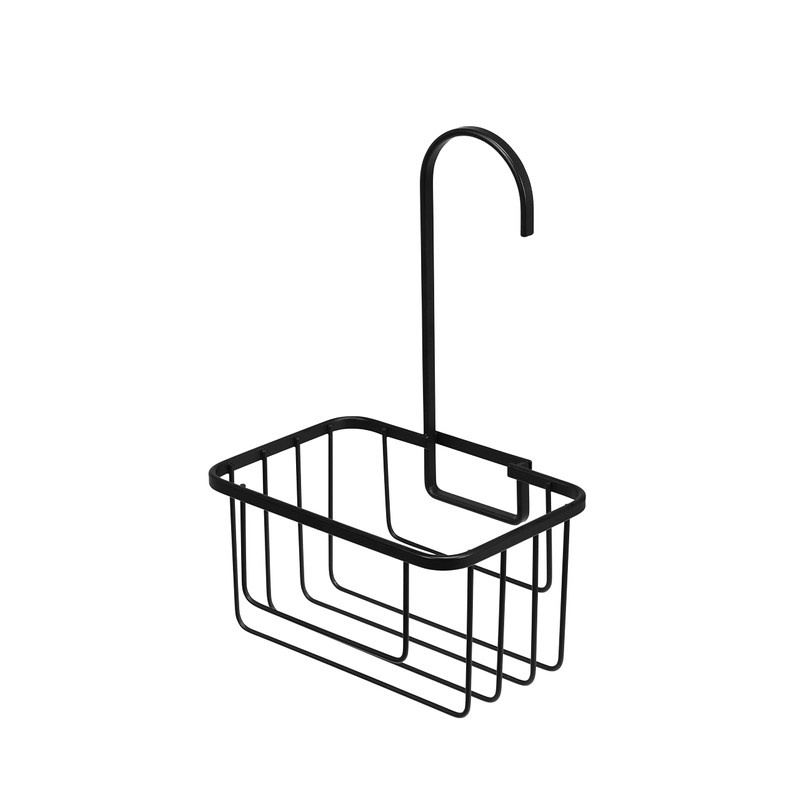 Croydex Matt Black Hook Over Shower Caddy, Durable Powder-Coated Mild