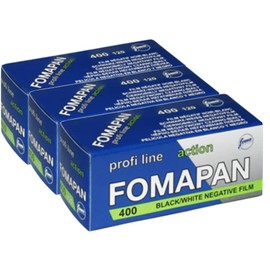 Foma Fomapan Action FO11561-3 Photo Film 400 ISO Black / White Negative Roll Film / Medium Format Film / 120 Format, Pack of 3