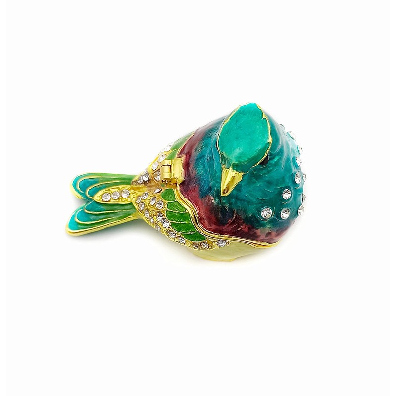 JWT Astyle Turquoise Green Bird Trinket Boxes Hinged ,Bird Decor