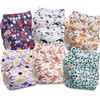 Littles & Bloomz 6 Reusable Pocket Cloth Nappies (Popper), P0601