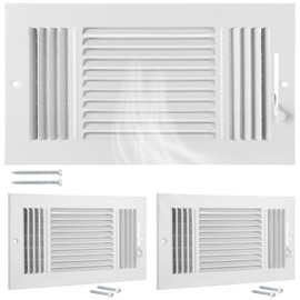 Wesiti 2 Pcs Vent Covers 10 x 6 Inch (Duct Opening) 3-Way Ceiling Register Sidewall Ceiling Air Vent Manual Adjuster Solid Steel HVAC Register Cover for Office Home Toilet Bathroom (White)