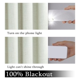 Urban Lotus Full Blackout Curtain Panels Linen Textured Room Darkening Light Blocking Thermal Insulated Drapes for Bedroom/Living Room Grommet Top Window Treatment, 52x95, 2 Panels, Beige