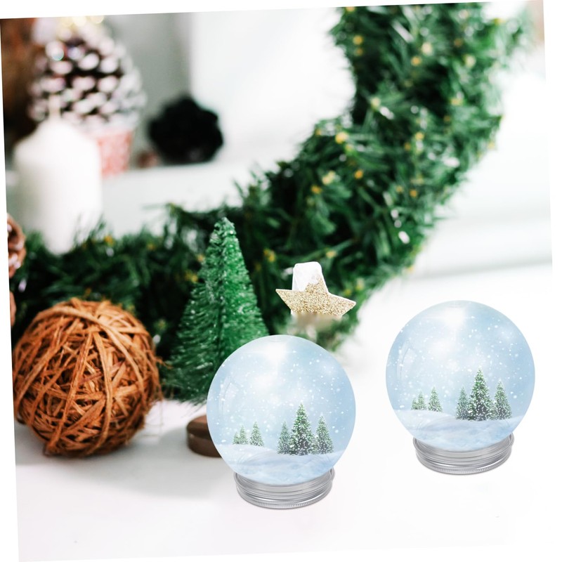 WOONEKY Unique Christmas Ball Set 4pcs Empty Snow Globes for