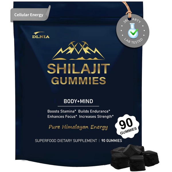DLNIA Shilajit Gummies with Ashwagandha, Seamoss, Turmeric - Organic, Zero