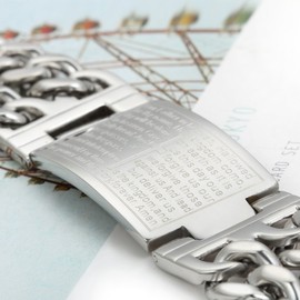 OIDEA Herren Edelsathl Armband, 23mm Breit Groß Glieder Link Handgelenk Schwer Doppel Panzerkette mit Englisch Bibel Gebet Kreuz Kettenarmband Armreif, 23cm, Silber