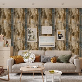 Anmon Wood Shiplap Peel and Stick Wallpaper,Dark Brown Faux Wood Grain Contact Paper,Self-Adhesive & Removable Wall Covering Vinyl Film Wallpaper for Cabinets Camper Drawer Shelf Liner 17.7in*393in