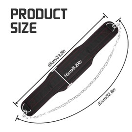 Dip Belt, Weightlifting Belt with a Steel Buckle, Adjustable Pull-up & Squat Belt with Chain, Gym Belt for Strength Training, Resistance Training, Weighted Dips, Fitness Belt for Men & Women (Red)