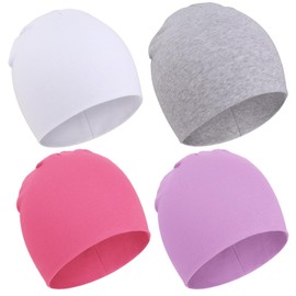 DRESHOW 4 Pieces Baby Beanie Newborn Toddler Soft Cute Knit Hat Hospital Hats for Baby Boys Infant Cap Beanies