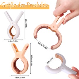 Xialvyu Pack of 10 Towel Clips for Beach Loungers, 2 Styles, Durable Beach Towel Clips, Clothes Pegs, Large for Sun Loungers, Bath Towel, Bed Linen, Thick Clothing