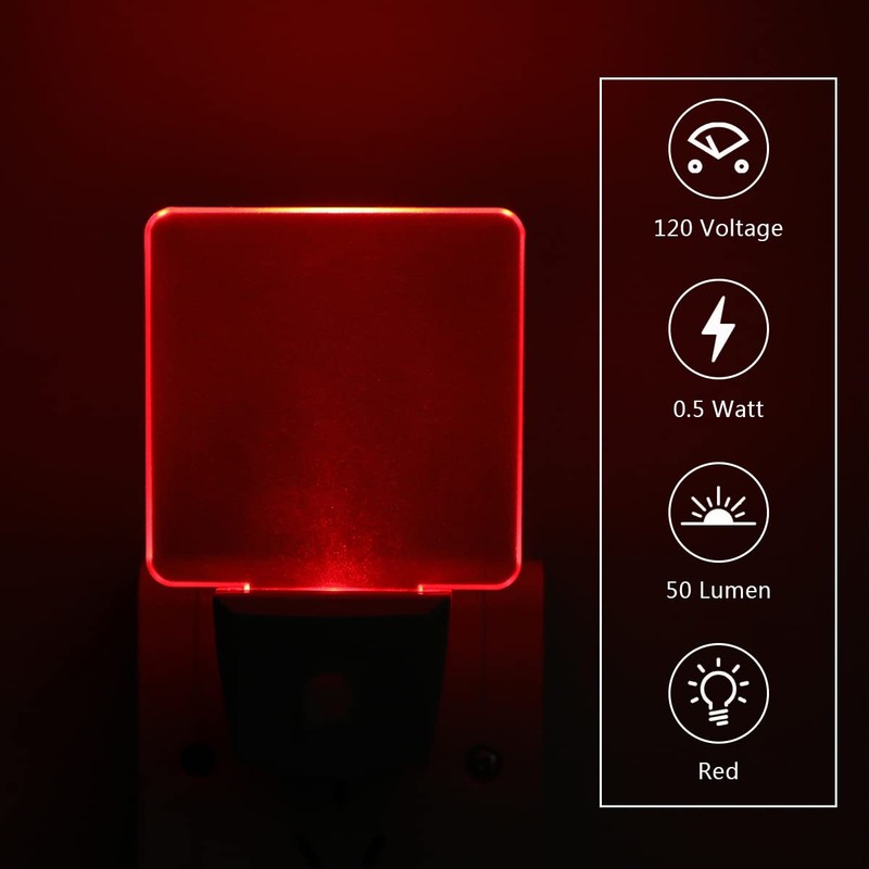 KINUR Red Night Light,2 Pack LED Night Lights Plug into