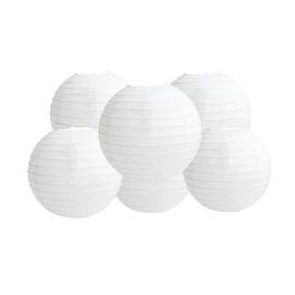 4"6"8"10"12"14"16"18 Round Paper Lanterns Lamp Wedding Birthday Party Decoration Pack Of 6 (White, 12"/30CM)