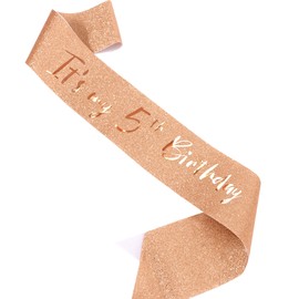 AOPRIE It's My 5th Birthday Sash Headbands for Women Birthday Tiara & Crowns for Girls Rhinestone Happy Birthday Accessories Favor Supllies Rose Gold, 2 Pack