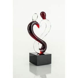 Designer Glass Sculpture Colour in Red – Superb Quality and Craftsmanship – Exclusive Design Unique Glass Sculpture Black Glass Base Variante 1