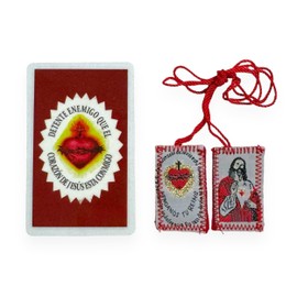 Detente Tarjeta de Oracion Laminada con Escapulario Prayer Card in Spanish Scapular Set