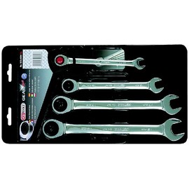 KS Tools 503.4204 GEAR+ Comb Ratchet Spanner Set, 4 Pieces