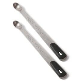 BERYLER 2PCS 1/16 Single Measuring Spoons with Black Silicone Handle, Small Measuring Spoon Only, Individual Tiny Measuring Spoons, Stainless Mini Measuring Spoons