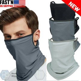 Unbranded Face Mask Neck Gaiter Bandana Cover Snood Reusable Washable Scarf with Loops Ear - Black-Non Ear Loops