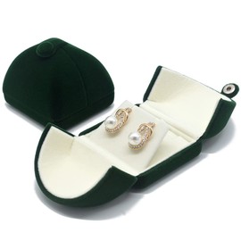 POKOFO Double open Velvet Earring Gift Box Small Earrings Stud Storage Case (Green)