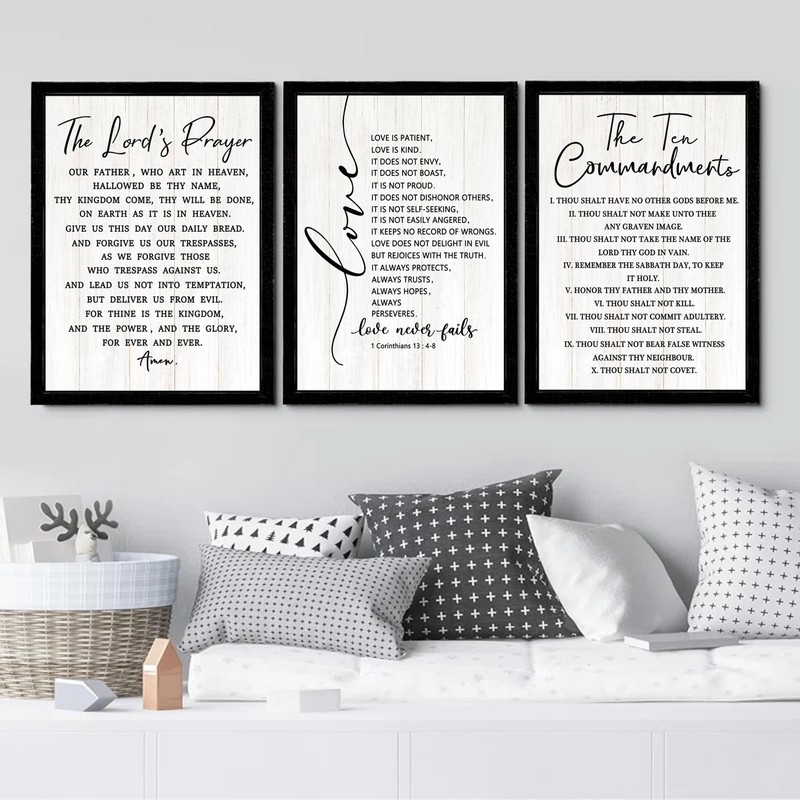Christian Wall Art Set of 3, Bible Wood Prints -
