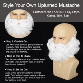 Yan Dream Men Short White Curly Fake Beard Classic Full Fake Beard and Mustache Cosplay Costume Accessory
