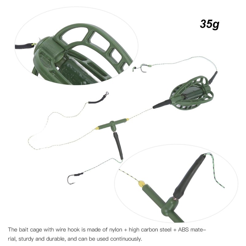 Lwuey Fishing Baits Hooks, Carp Cage Fish Feeder Tackle Accessory