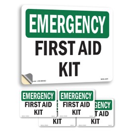 First Aid Kit OSHA Emergency Vinyl Decal Label 24 Inch x 18 Inch - 5 Pack