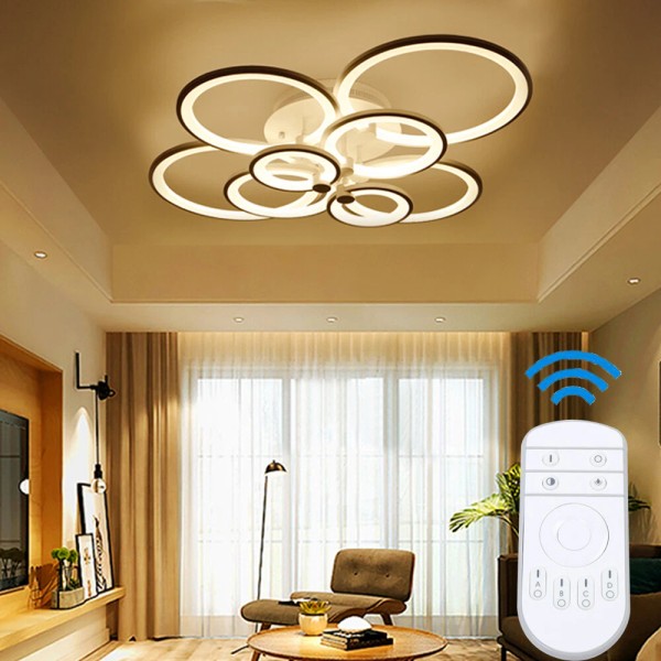 Unbranded Modern 8-Ring Acrylic Ceiling Light Fixture LED Flush Mount