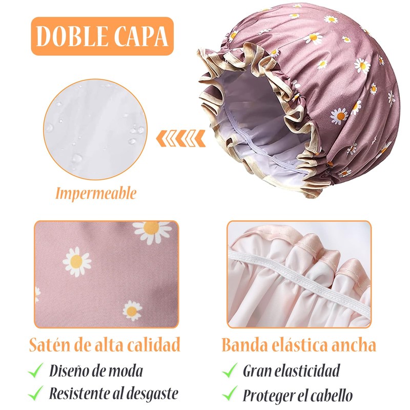 3 Piezas - Gorras para Baño, Reutilizable Gorros para Regadera,