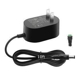 Arkare 12V 1.5A Power Supply Adapter 18W 10FT AC/DC Charger AC 100V-240V to DC 12Volt 1.5A Power Cord 12V 1.5 A 1A 800mA 500mA for LED Strip Light BT Speaker GPS Webcam Microphone Receiver with Tips