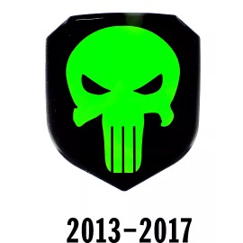 Unbranded GRILLE EMBLEM fits RAM 500-3500  Punisher 2013-17 BLK- LIME GREEN