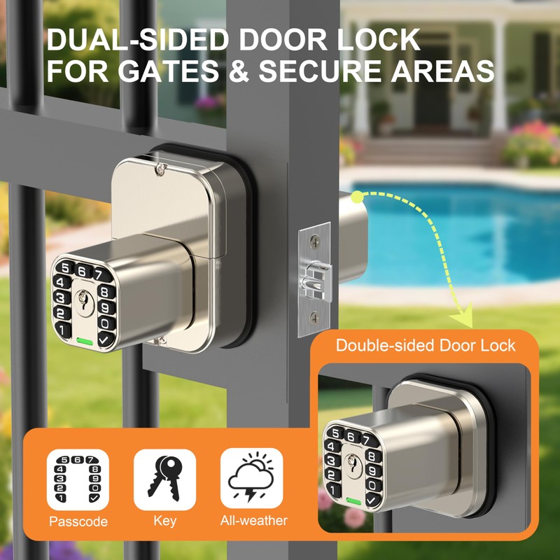 Richelock IU52 Double-Sided Keypad Door Lock, All-Weather, Fully Waterproof Keyless