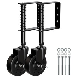EVCUHASL 4" Spring Loaded Gate Caster Wheel with Side Brake, Heavy Duty Gate Wheels with 360° Swivel for Outdoor Wooden Gates, Fence Gates and Metal Tube Gate, 220 Lbs Capacity, Black, 2 Pack