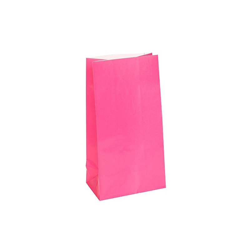Vibrant Hot Pink Paper Party Bags (Pack of 12) -