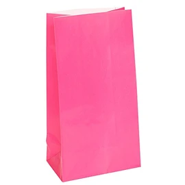 Vibrant Hot Pink Paper Party Bags (Pack of 12) - Premium Quality, Perfect for Celebrations & Gifts