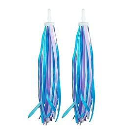 GSHLLO 2 Pcs Kids Bike Streamers Bicycle Handlebar Tassels Scooter Handlebar Streamers Bike Handle Grip Ribbons Bicycle Decorations for Boys Girls Blue and Purple