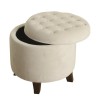 Pemberly Row Round Transitional Wood and Velvet Storage Ottoman in