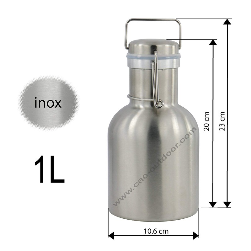 Cao 1 Liter Water Bottle Stainless Steel with Push Button