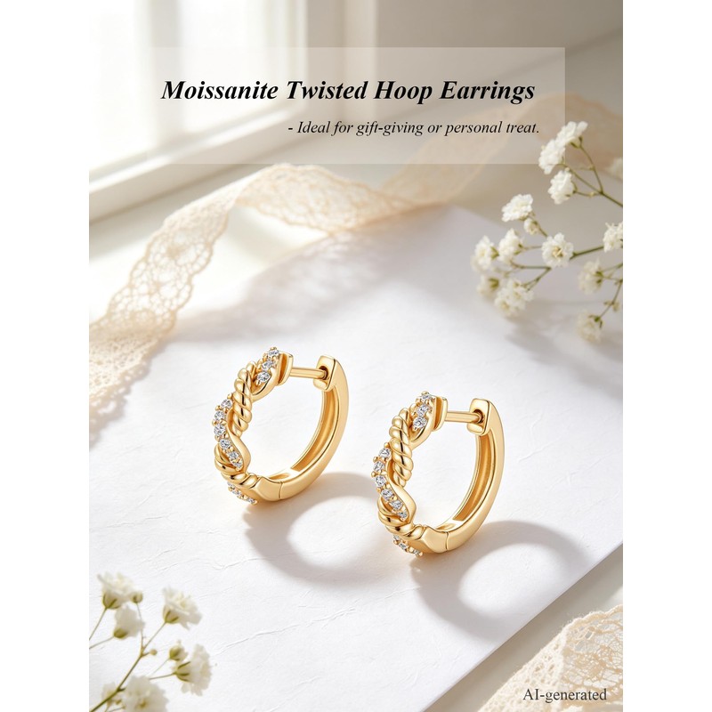 Silver Cartilage Earrings for Women Moissanite Infinity Braided Gold Hoops