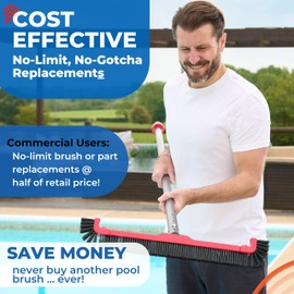 ProTuff 22" Pool Brush Head – Comes Sturdy Bristles, Tough on Algae, Dirt & Grime – Cleans 3X Faster – Extra-Wide Pool Scrubber Brush with Pole Attachment Option