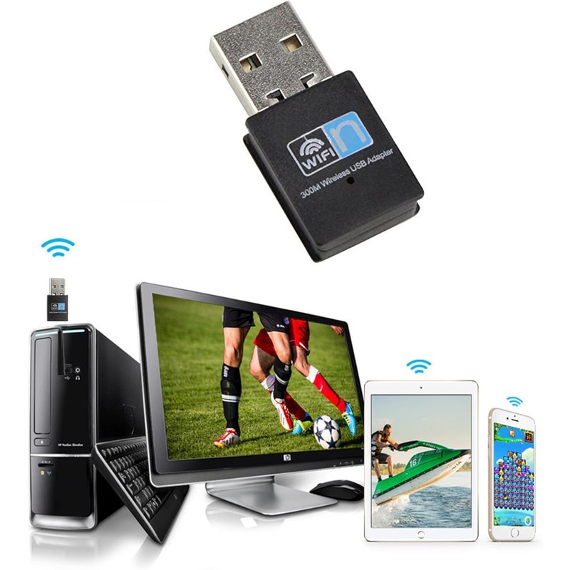 300Mbps USB WiFi Adapter Dongle, Wireless Network 802.11 B/G/N, Compatible
